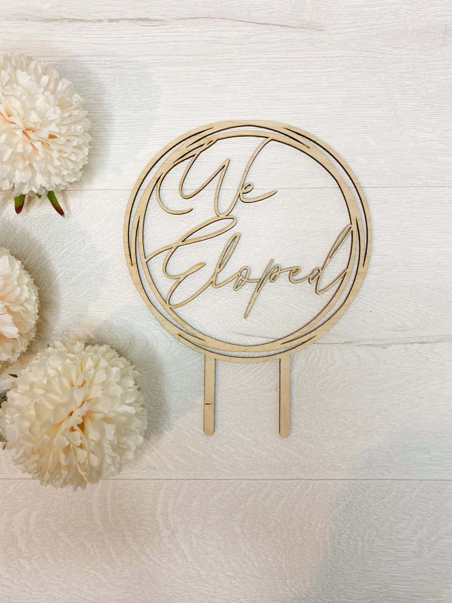 We Eloped | Wedding Cake Topper | Mr and Mrs Topper | Elope Wedding | Party decor | Cake topper | Wedding Cake | Wooden Topper