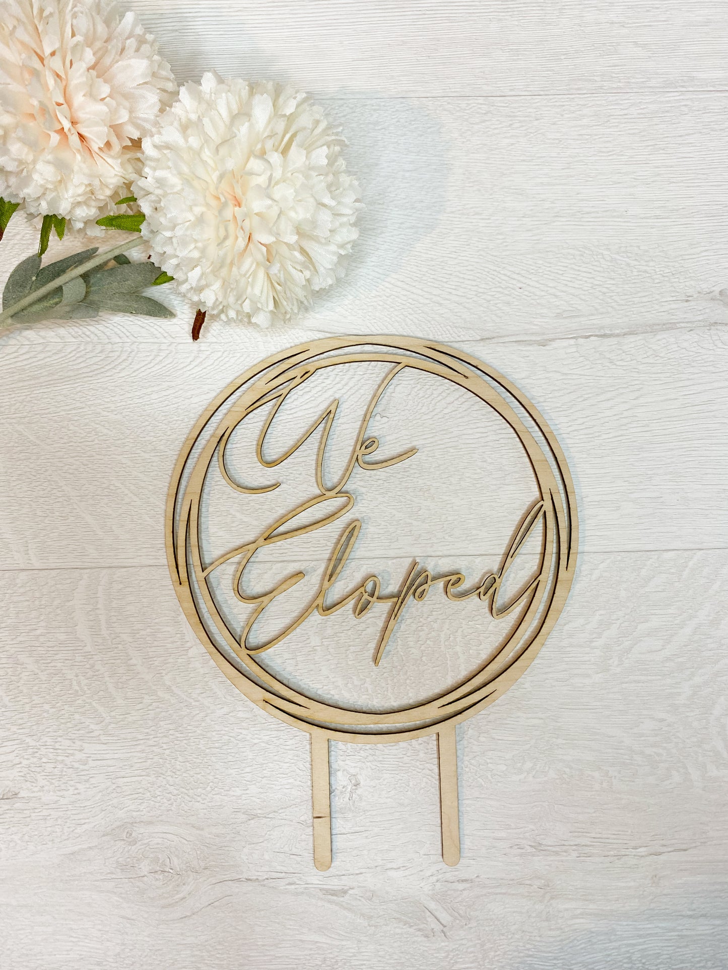 We Eloped | Wedding Cake Topper | Mr and Mrs Topper | Elope Wedding | Party decor | Cake topper | Wedding Cake | Wooden Topper