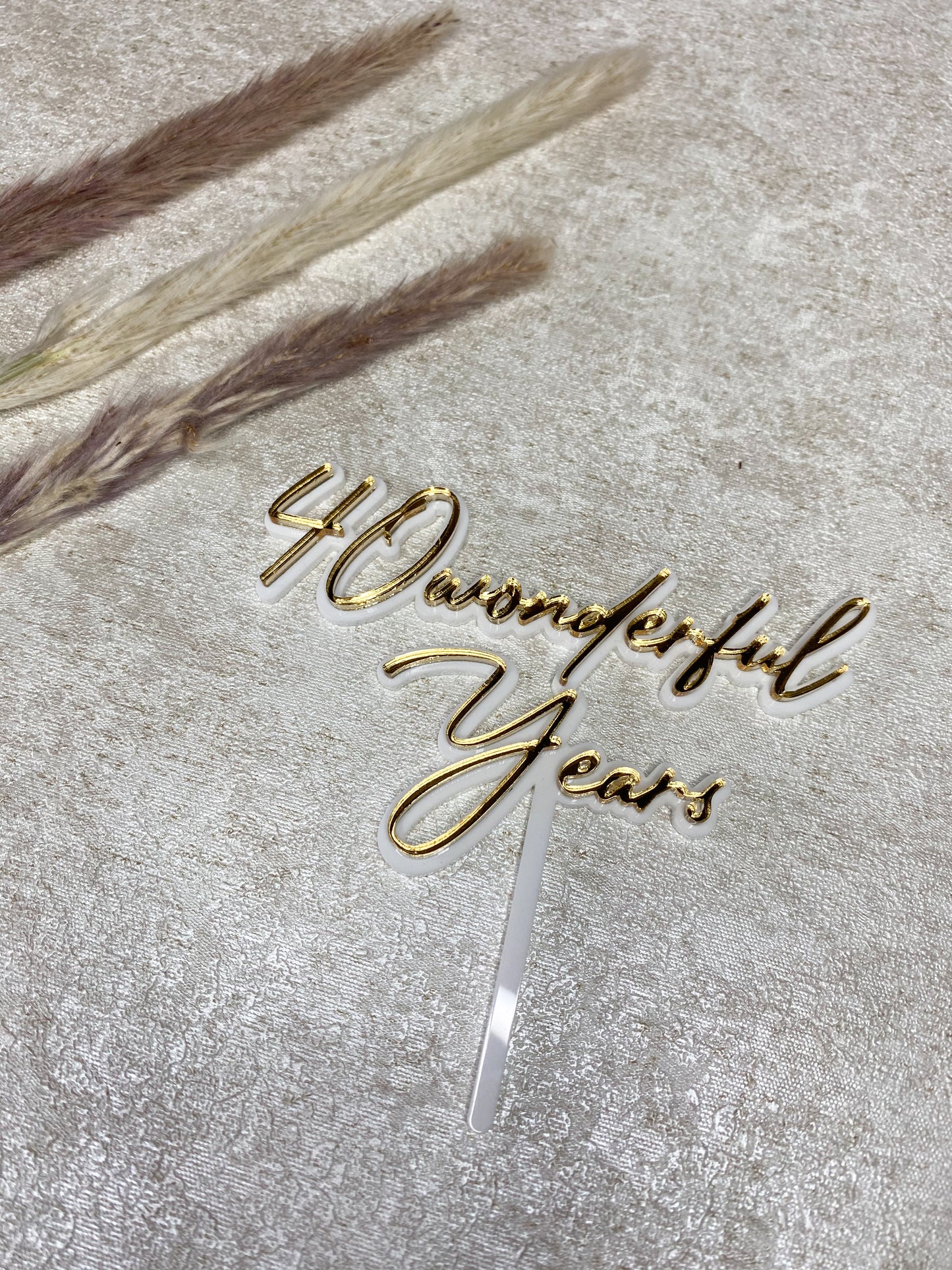 Double Layer Cake Topper - Gold on White