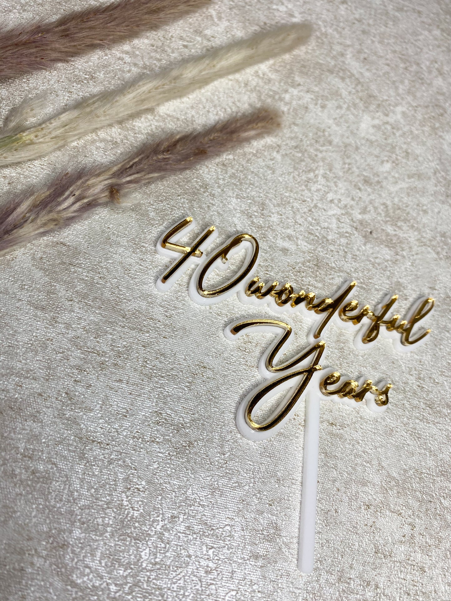 Double Layer Cake Topper - Gold on White