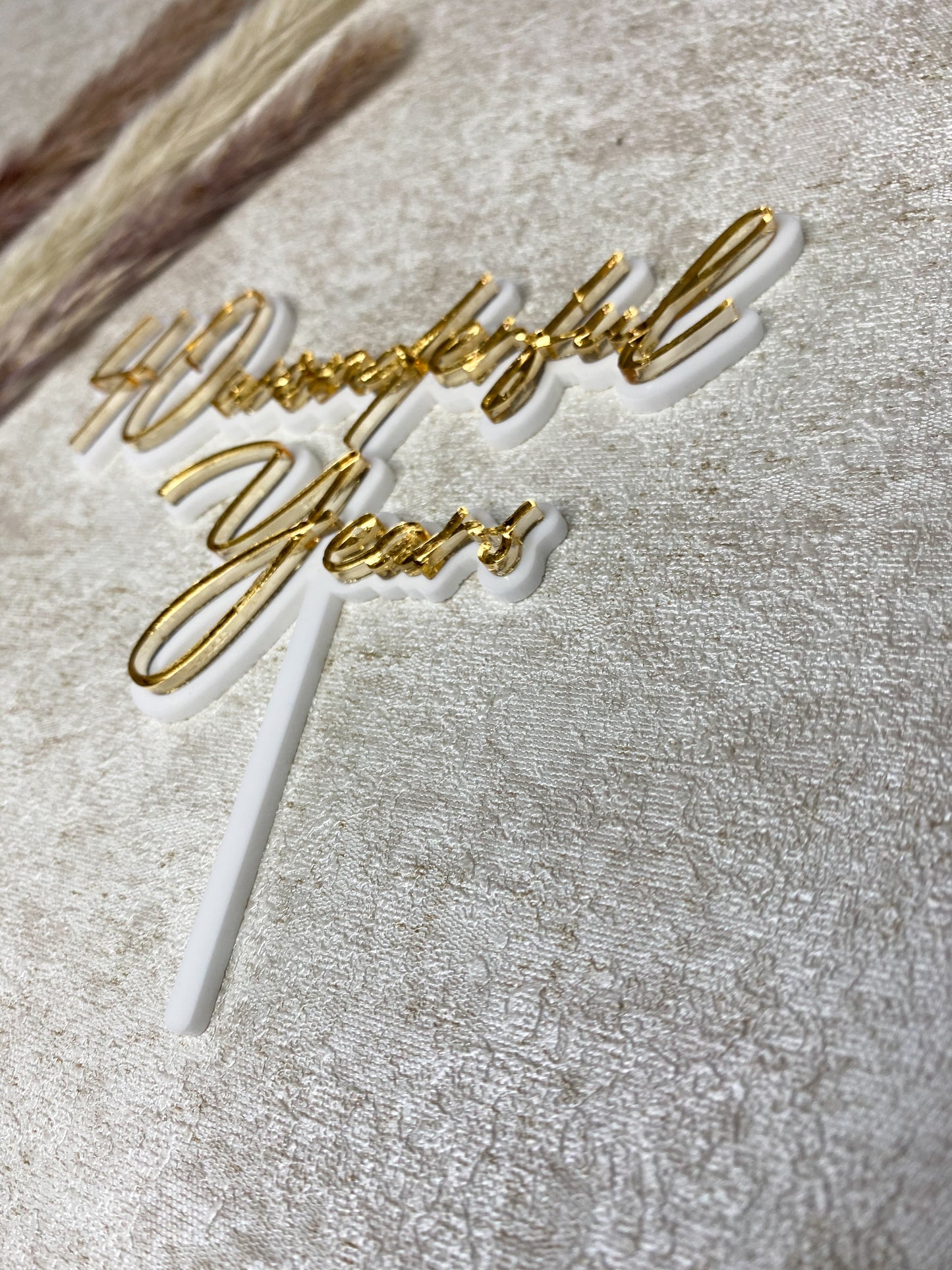 Double Layer Cake Topper - Gold on White