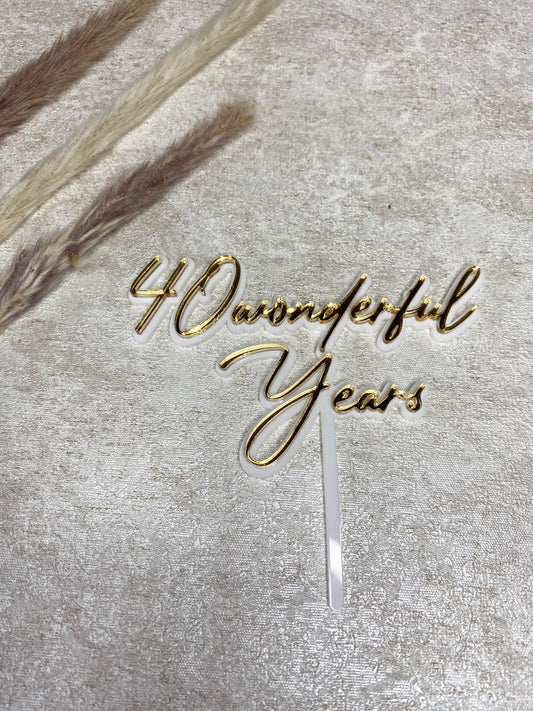 Double Layer Cake Topper - Gold on White