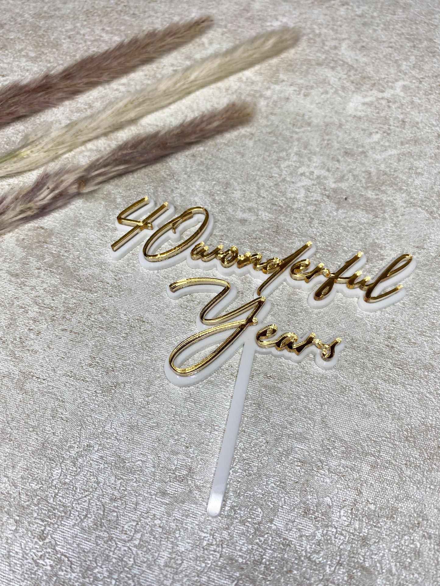 Double Layer Cake Topper - Gold on White